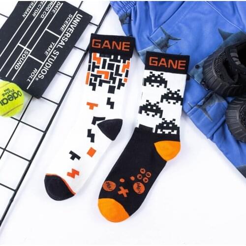Men/Women Happy Funny Socks Game Theme Harajuku Cotton Fashion Tetris Playing Cards Letter Socks Streetwear High quality socks