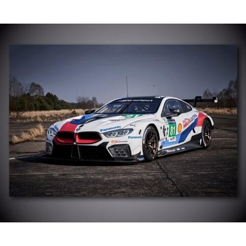Wall Picture Race Racing Sport Car B M W M8 GTE Vehicle Posters and Prints Silk Wall Art Canvas Painting Modern Home Decoration