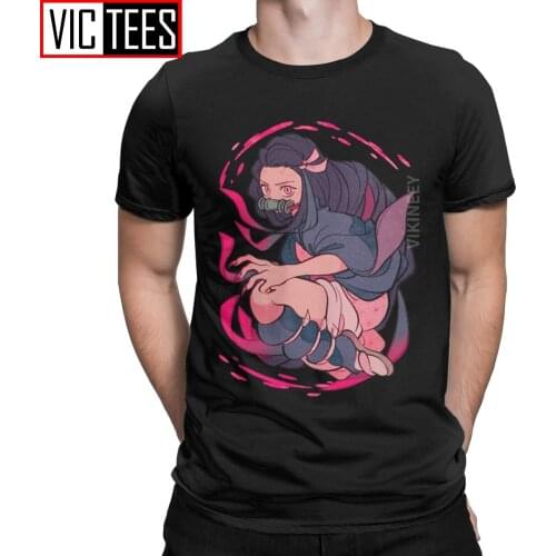 Nezuko T-Shirt for Men Demon Slayer Kimetsu No Yaiba Kamado Tanjirou Anime Manga Funny Cotton Tshirt