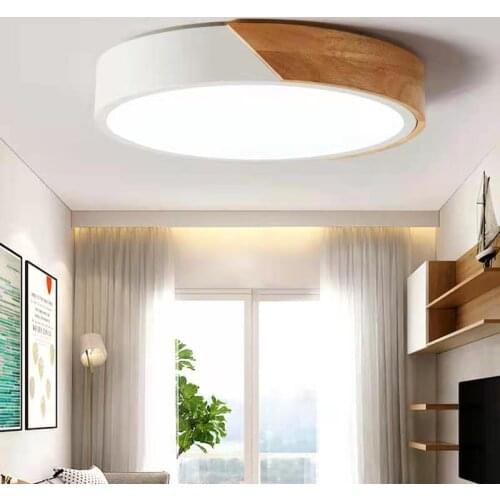 Nordic Super Led Ceiling Light Modern Simple Solid Wood Round Bedroom Light Creative Personality Macaron Childrens Study Light