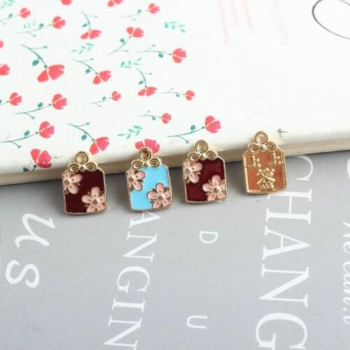 Charm Pendant for Girls Mini Sakura Bag Enamel Charms 20pcs Gift Bags Gold Color Pendants DIY Jewelry Making Handmade Craft
