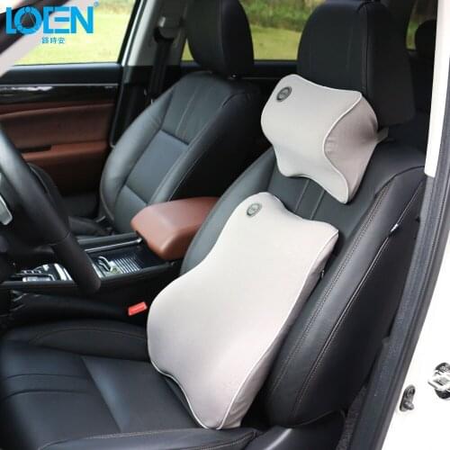 LOEN 1 Set Of Memory Seat Cushion Foam Lumbar Supports Back With Neck Pillow For Toyota 0 Honda Hyundai Buick NISSAN