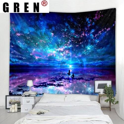 GREN Star Aurora Sky Poster Picture Tapestry Wall Hanging Wall Covering Rugs Background Cloth Beach Mat Blanket Art Home Decor