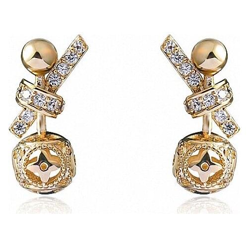 Simple Gold & Silver Color Hollow Stud Earrings Personalised Micro Paved CZ Ball Shape Design Earring Party Jewelry Gift LE1458