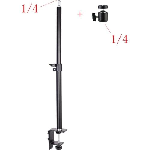 18-29 inch Tabletop C Clamp Mount Stand, Adjustable Aluminum Light Stand with 360° Rotatable Ball Head, 1/4“ Screw Tip for DSLR