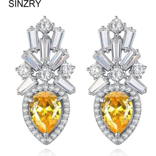 SINZRY Luxury jewelry White color cubic zircon heart shape elegant Bridal wedding stud earrings for women
