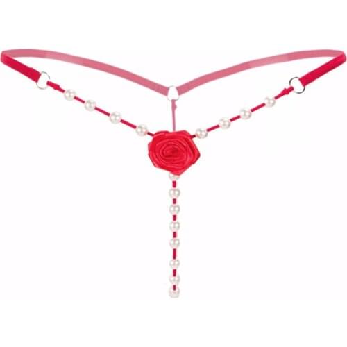 Sexy Women Pearl Thong Flower Temptation Underwear Low Waist G String Womens tanga Ladies Panties