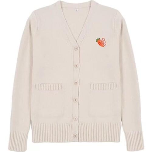 Japanese Jk School Uniform Girl Fashion Women Coat Embroidery Rabbit Radish Knit Sweater 2019 New Long Sleeve Jk Uniform Sweater