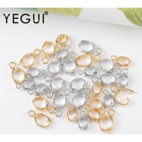 YEGUI M1087,jewelry accessories,connector,18k gold plated,copper,rhodium plated,jewelry making,hooks for necklace,10pcs/lot