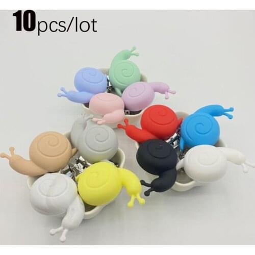 10Pcs/Lot Pacifier Clip Cartoon Snail Edible Silicone Stainless Steel Clip Bead Clip Accessories For DIY Pacifier Chain Tool
