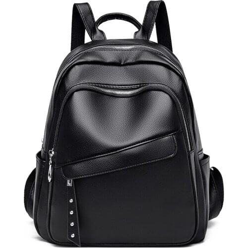 Women Black Backpacks Ladies Bagpack School Bags for Girls Back Pack Large Capacity Vintage Casual Travel Backpacks Sac A Dos