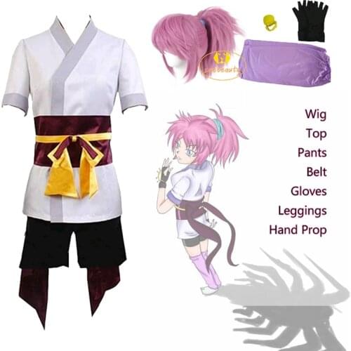 Anime Hunter X Hunter Machi Komacine Cosplay Costume Pink Wig Phantom Troupe Halloween Carnival Suit for Women Role Play