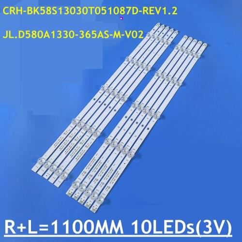 5 PCS LED Backlight strip for His ense 58”TV HZ58A55 JL.D580A1330-365AS-M-V02/1 CRH-BK58S13030T051087D-REV1.2 10LED 110CM