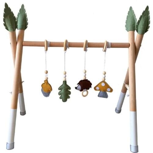 1Set Baby Gym Play Nursery Sensory Ring-pull Toy Wooden Frame Infant Room Toddler Clothes Rack Gift Kids Room Decor