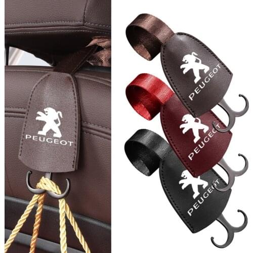 1Pcs Car PU Headrest Back Seat Hook Strong And Durable Accessories For Peugeot 206 207 208 301 307 308 406 407 408 508 607 2008
