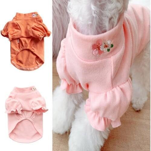1PC Embroidery Shirt Cat Small Dog Flower Shirt Pet Puff Sleeve Kitty Puppy