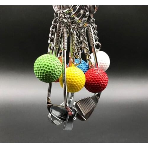 10Pcs Mini Golf Ball Key Chain Golf Club Pendants Keychain Key Rings Fans Souvenirs Ornaments Golf Ball Key Holder