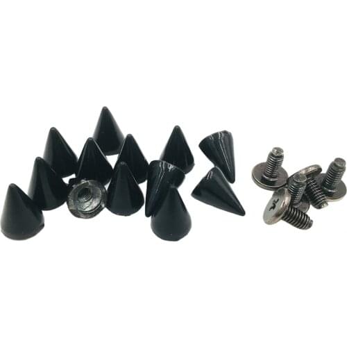 100sets 7x10mm Painted Black Cone Spots Metal Studs Spikes Leathercraft Rivets Punk Spike Clothes Bags Belt Pet Collars