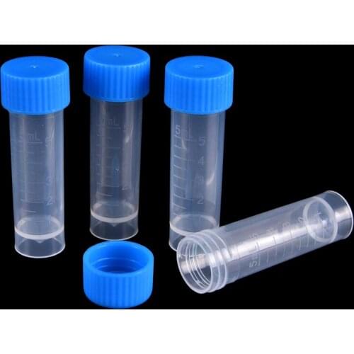 100pcs 5ml Chemistry Plastic Test Tubes Vials Seal Caps Pack Container for Office School Chemistry Supplies