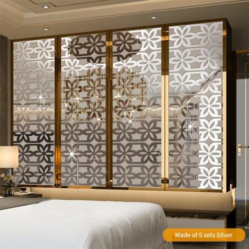 12pcs/Set Multicolor Hollow Flower Acrylic Mirror Sticker For home Office Wall Decoration Self-Adhesive Removable Decals 28x28cm