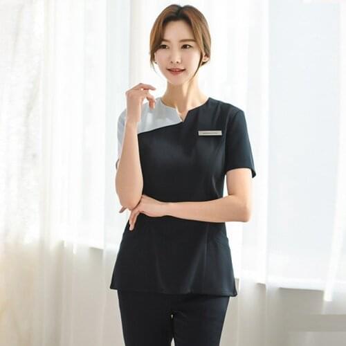 2020 Korean Beauty Salon Beautician Uniform Spa Health Center Work Clothes Sauna Massage Technician Clothing Suit AS288