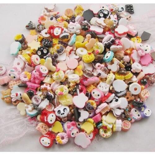 30pcs Resin charms beads accessories kawaii cabochon, DIY cake biscuit ice cream simulation food fruit phone sticker mix color