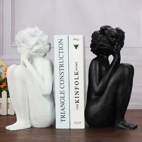 Abstract European Goddess Sculpture Home Decoration Figurines Thinking Statue Desktop Display Bookends Birthday Gifts Ornaments