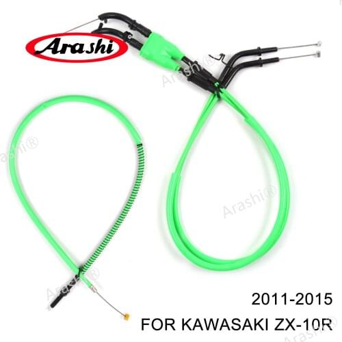 Arashi Motorcycle Accessories Throttle & Clutch Cables Stainless Lines for KAWASAKI ZX-10R 2011 - 2015 ZX10R ZX 10R Ninja 1 Set