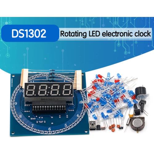 Free Shipping DS1302 Rotating LED Display Alarm Electronic Clock Module DIY KIT LED Temperature Display for arduino
