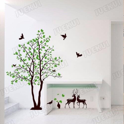 Big Tree And Animals Modern 3D Creative Wall Stickers for Living Room Branches And Leaves Vinyl Wallpaper Background TA470