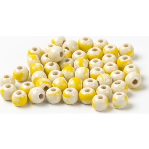 8# 100pcs Unique Ceramic Beads Not Natural Stone Porcelain Bead For Jewelry Making 8mm Beads #A420B