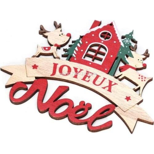 Wooden Christmas House Elk Desktop Ornament Creative Wood Crafts Decor for Home Indoor Creative Desktop Decoration Art