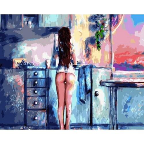 Frameless picture oil painting by numbers wall decor diy painting on canvas for home decor 4050 breakfast