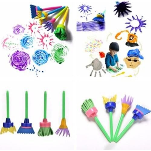 4Pcs/Set DIY Flower Graffiti Sponge Art Supplies Brushes Seal Painting Tool for Kids Children Drawing Toy Funny Creative Toys