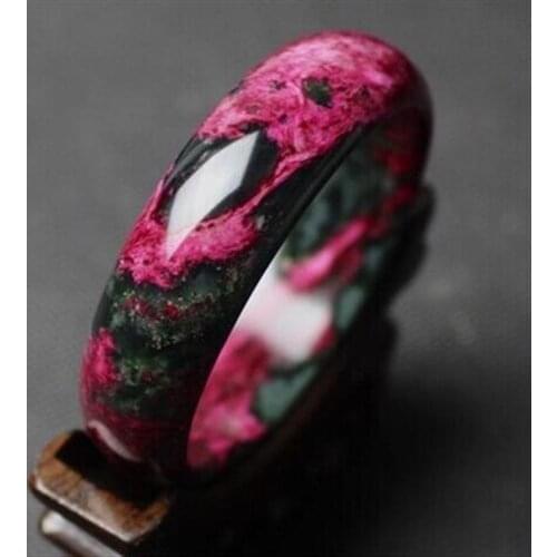 Chinese Natural Peach Blossom Jade Hand-carved Wide Band Bracelet Fashion Boutique Jewelry Men and Women Pink Bracelet
