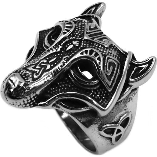 Norse Viking Wolf Arrow Ring Celtic Knot Stainless Steel Jewelry Nordic Rune Odin Symbol Amulet Biker Men Ring Wholesale 792B