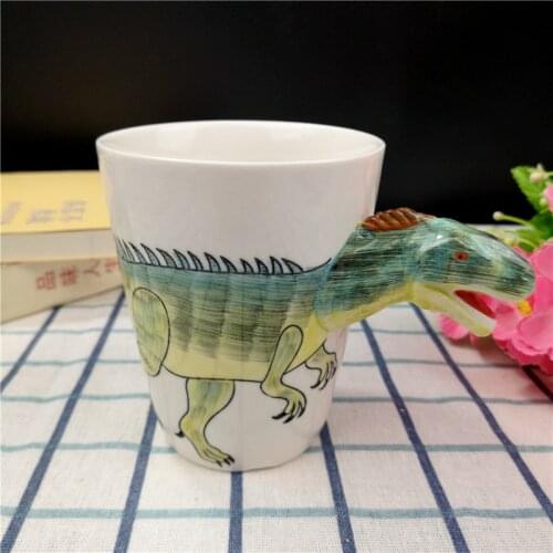 Creative cute children cartoon dinosaur ceramic cup Tyrannosaurus Rex 3D animal mug Spinosaur couple coffee