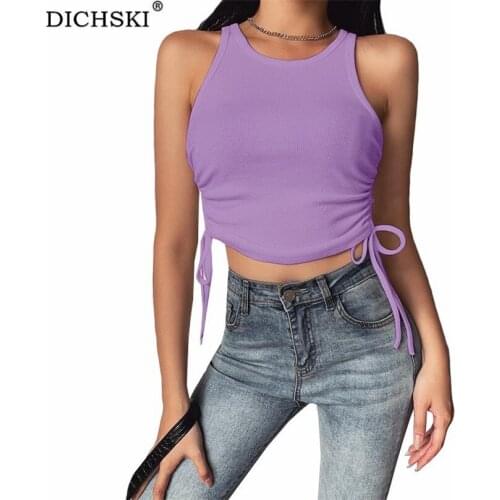 DICHSKI Women Sports Quick Dry Gym Fitness Running Push Up Crop Top Summer Casual Knitted Off Shoulder Drawstring Folds Clothing