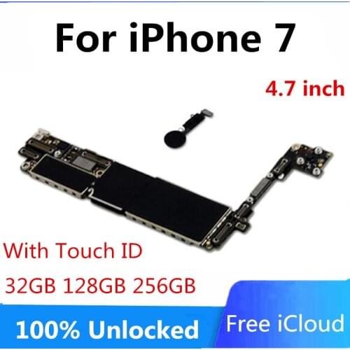 Unlocked Clean ICloud for Iphone 7 Motherboard Original Mainboard Support 4G LLA IOS Update Logic Board Full Chips 100% Tested