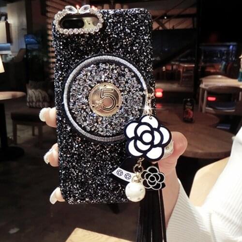 Fashion Camellia Brand Metallic Sequins Glitter bling hard case for iphone 6 S 7 8 plus X cover for Samsung Galaxy S8 S9 Note 8