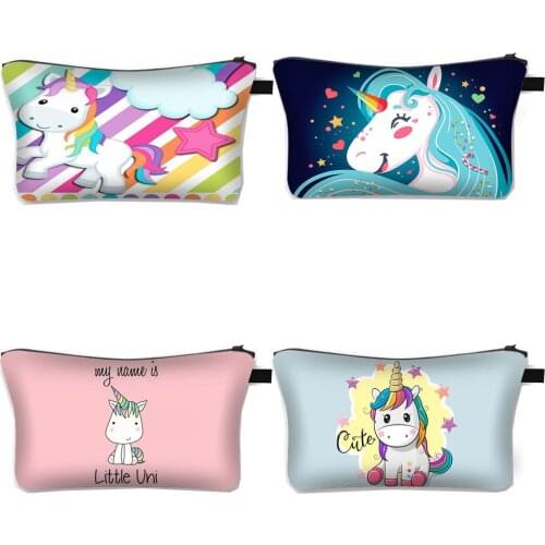 Cartoon Unicorn Cosmetic Bag Women Fashion Makeup Bags Teenager Travel Storage Bags Ladies Cosmetic Case Organizer Bag