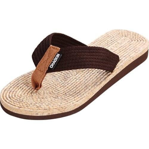 Summer Wood Grain Flip Flops Mens Beach Slippers Home Sandals Non-Slip Slides Chanclas De Hombre Playa infradito Uomo Japonki