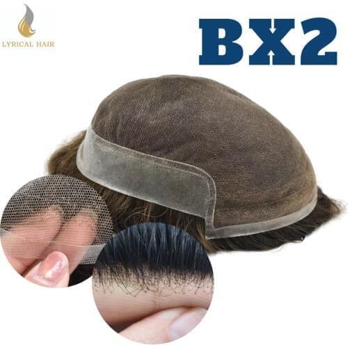 TOUPEE French Lace Natural Men Toupee Breathable Hairpiece Hair Replacement System BX2
