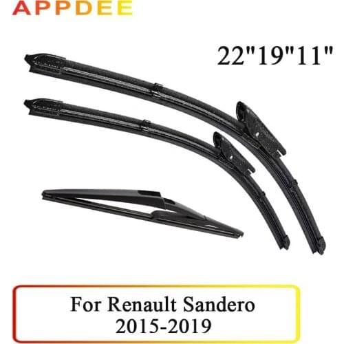 APPDEE Wiper Front & Rear Wiper Blades Set For Dacia Renault Sandero 2015 2016 2017 2018 2019 Windshield Windscreen 22"+19"+11"