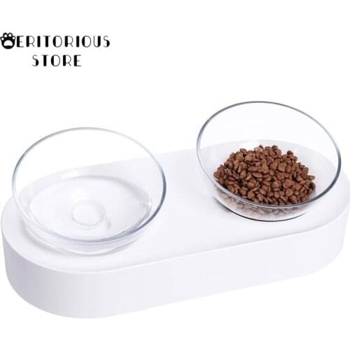 PETKIT Nonslip Dishwasher Safe Cat Pet Bowl feeding with Stand Stress Transparent Tilted Raised for Cat Small Dog pet supplies