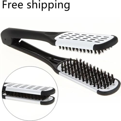 Natural Ceramic Plywood Straightening Comb Double Sided Hairdressing Brush Clamp Fibre Styling Hair Care Tools Hair Straightener