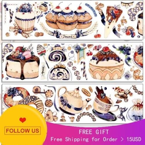 Loop Size Daily Life Journal Tape Afternoon Blueberry Tea Pet Crystal Ink Food Dessert