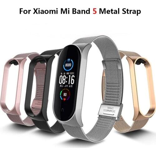 Strap For Xiaomi Mi Band5 Wrist Metal Bracelet Screwless Stainless Steel Miband 5 Bracelet Wrist Strap