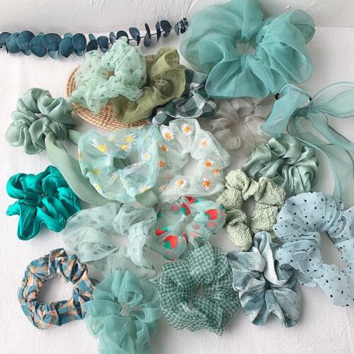 Fashion Sweet Green Style Hair Ties For Woman Girls Scrunchies Hair Ribbon Rubber Band Women Hair Accessories Ornaments