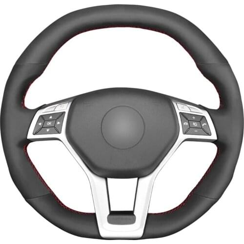 Hand-stitched Black Suede Car Steering Wheel Cover For Mercedes-Benz A45 CLA45 C63 E63 CLS63 SLK55 SL 63 65 GLA45 AMG 2012-2015